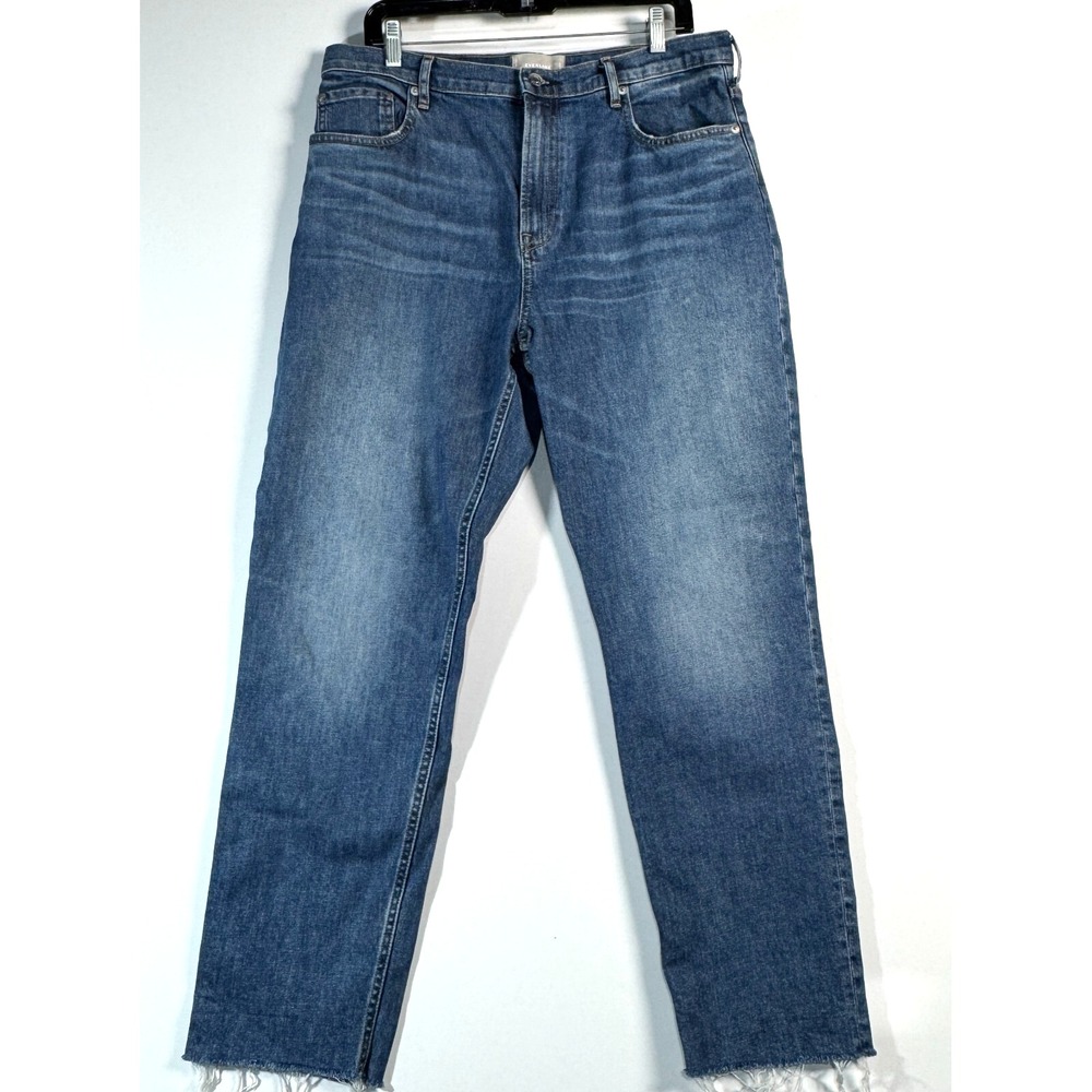 Everlane The Cheeky Jean Women's Blue Denim Straight Leg Raw Hem Size 32